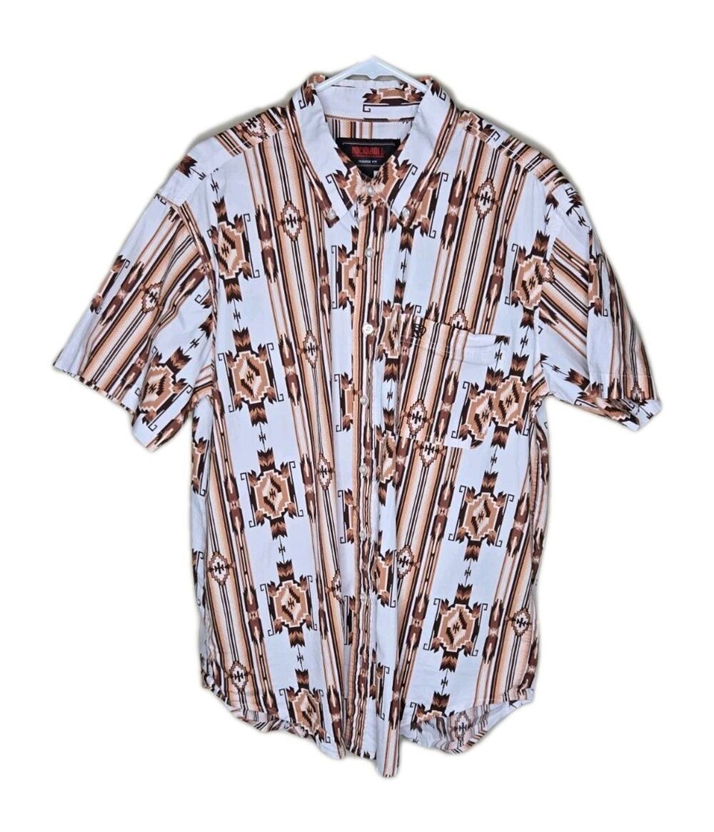 Rock Roll Denim Digital Aztec Short Sleeve Snap RRMS1SRZ7S